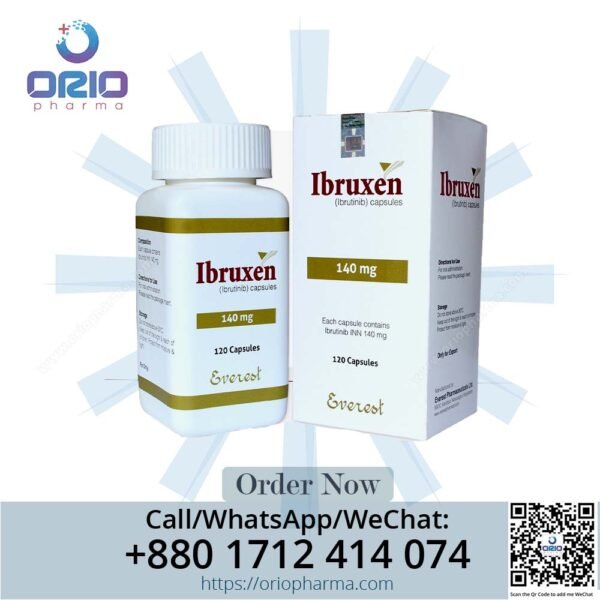 Ibruxen 140 mg capsule, a breakthrough in blood cancer treatment, powered by Ibrutinib, the covalent BTK inhibitor. Precision targeting for enhanced efficacy and patient well-being.
