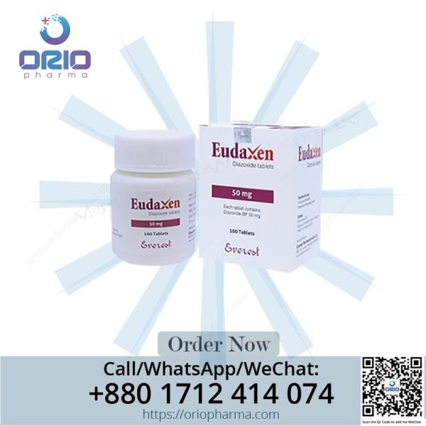 Eudaxen 50 mg Diazoxide Tablets by Everest Pharmaceuticals for hypoglycemia management Orio Pharma