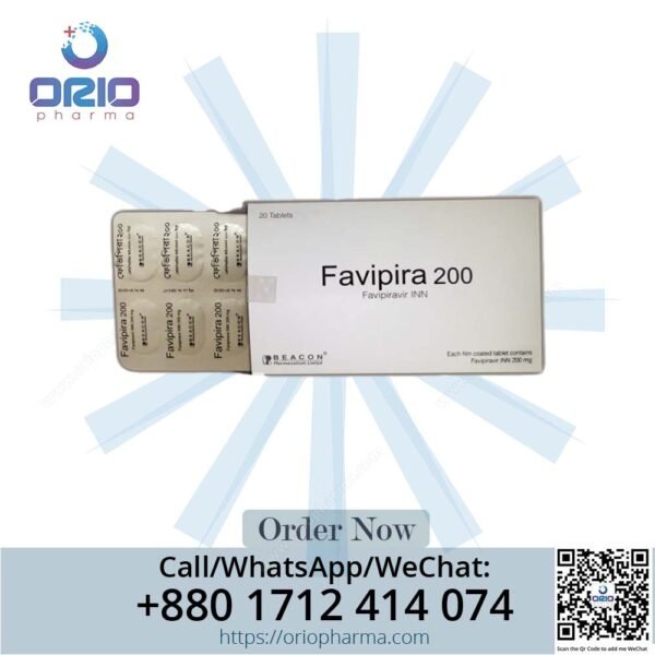 Favipira 200 mg Favipiravir Tablets by Beacon Pharmaceuticals for antiviral treatment Orio Pharma