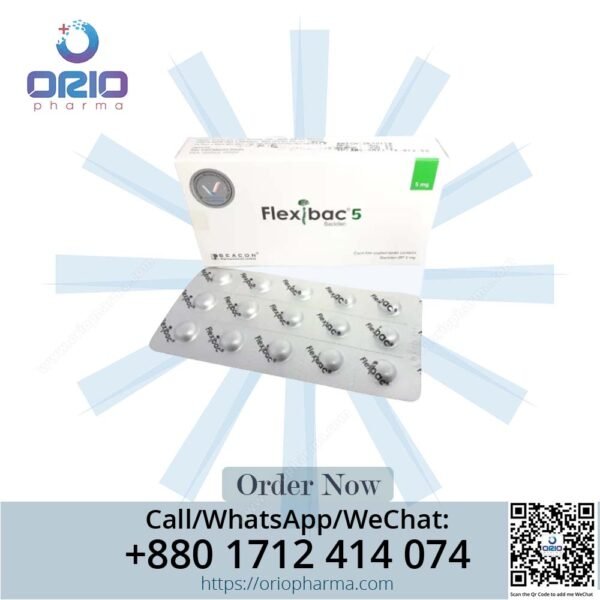 Flexibac 5 mg Baclofen Tablets by Beacon Pharmaceuticals for mild spasticity Orio Pharma