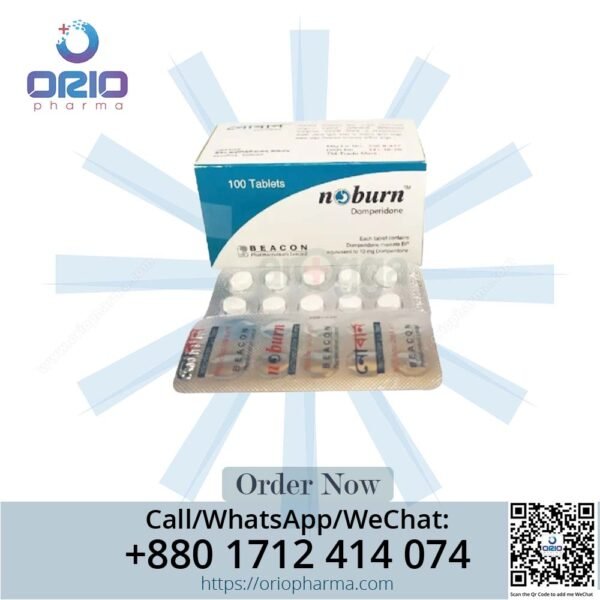 Noburn 10 mg Domperidone Tablets by Beacon Pharmaceuticals for nausea and gastrointestinal relief Orio Pharma