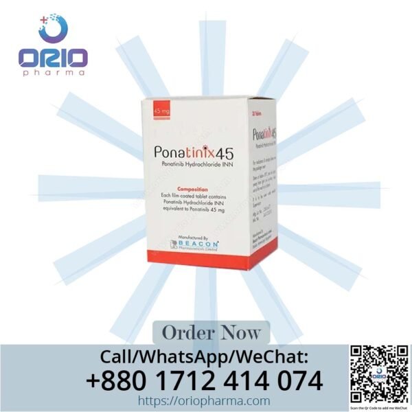 Ponatinix 45 mg Ponatinib Tablets by Beacon Pharmaceuticals for resistant CML and ALL treatment Orio Pharma