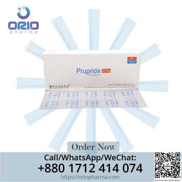 Prupride 2 mg Prucalopride Tablets by Beacon Pharmaceuticals for constipation relief Orio Pharma