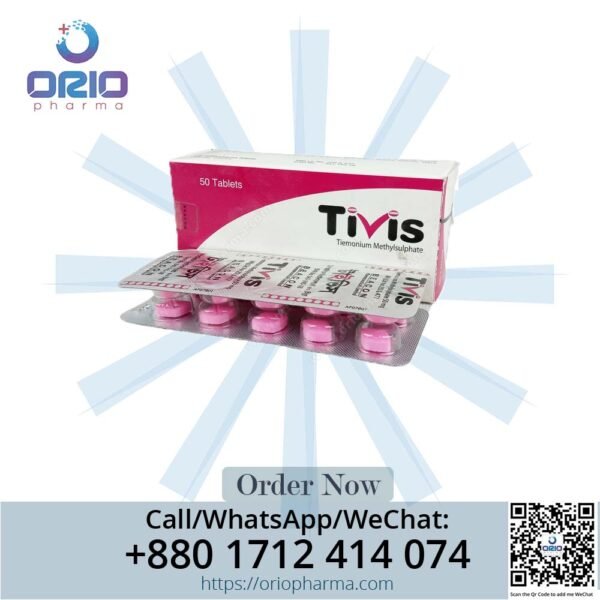 Tivis 50 mg Tiemonium Methylsulphate Tablets by Beacon Pharmaceuticals for GI and biliary disorders Orio Pharma