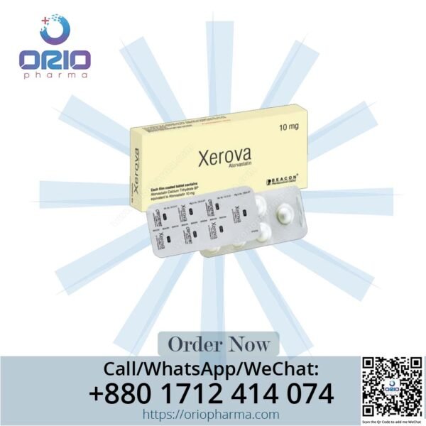 Xerova 10 mg Atorvastatin Tablets by Beacon Pharmaceuticals for cholesterol management Orio Pharma