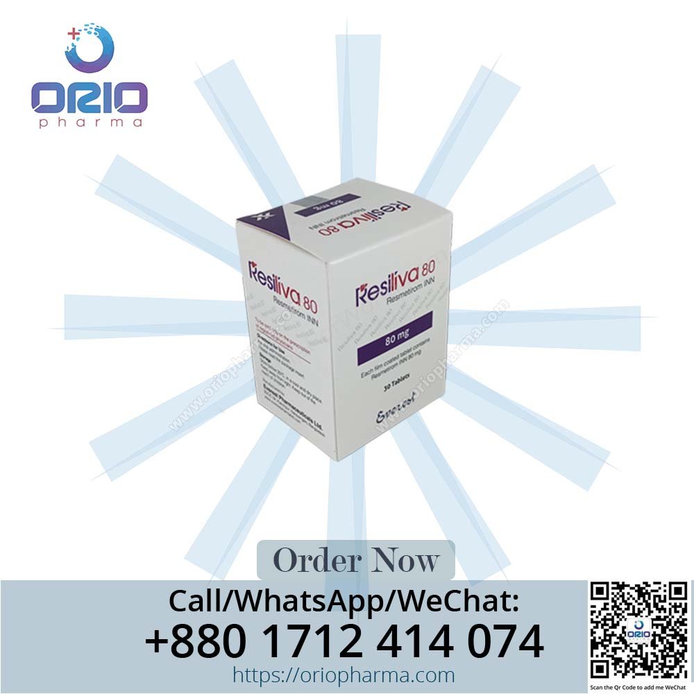 Resiliva 80 mg (Resmetirom) by Everest Pharmaceuticals Ltd., supplied by Orio Pharma, a trusted solution for NASH and metabolic health management.