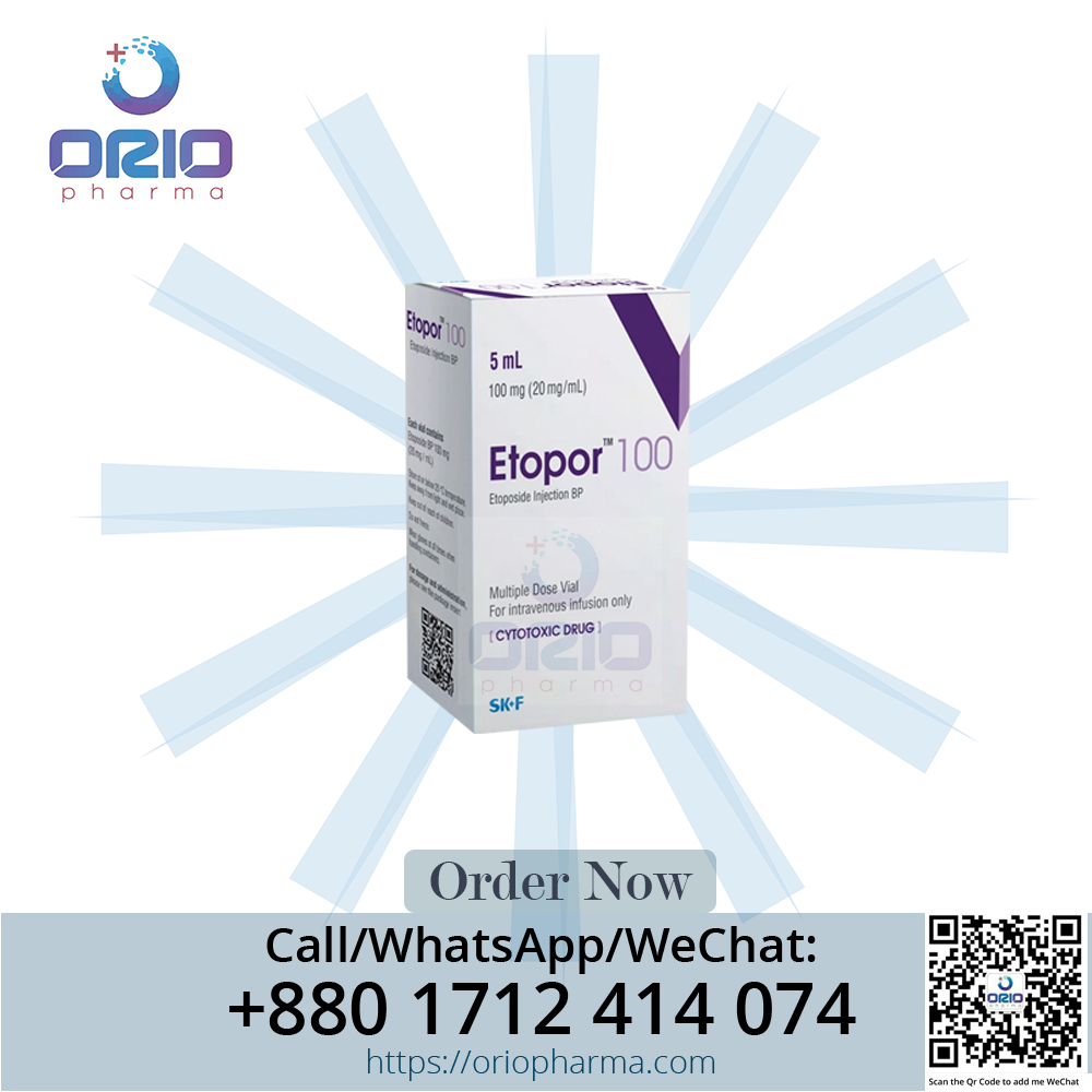 Etopor 100 mg Etoposide Injection vial by Eskayef Pharmaceuticals for cancer treatment