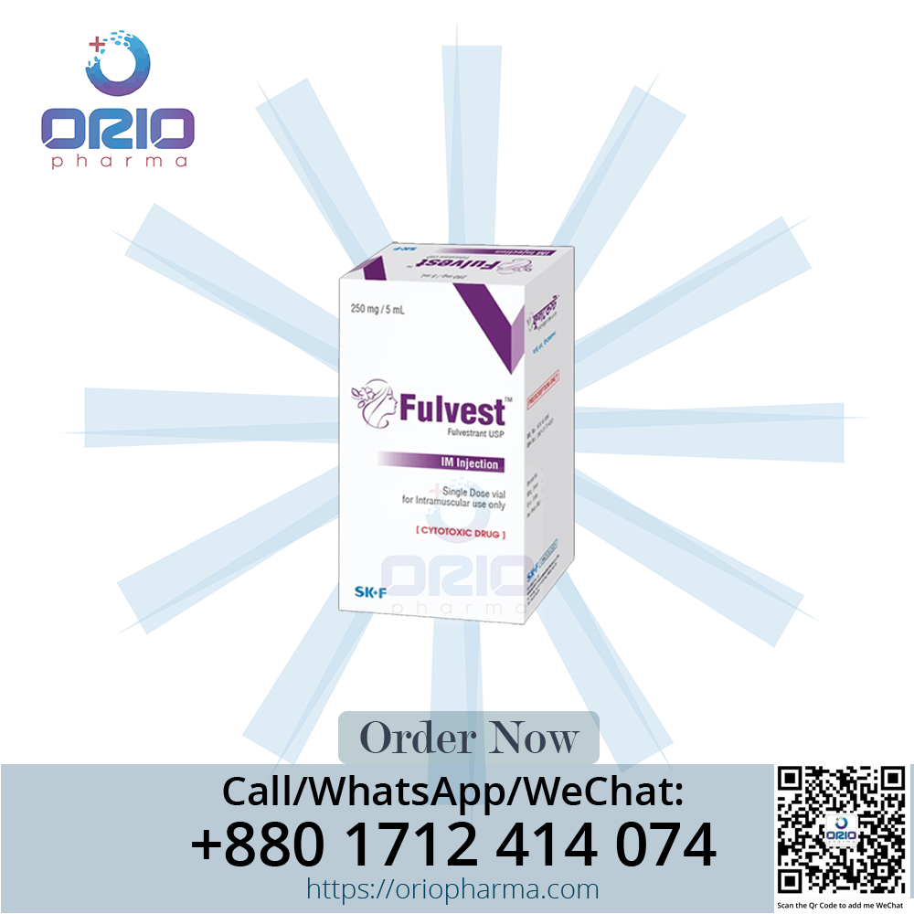 Fulvest 250 mg (Fulvestrant) Injection - Specialized estrogen receptor antagonist manufactured by Eskayef Pharmaceuticals and supplied globally by Orio Pharma.
