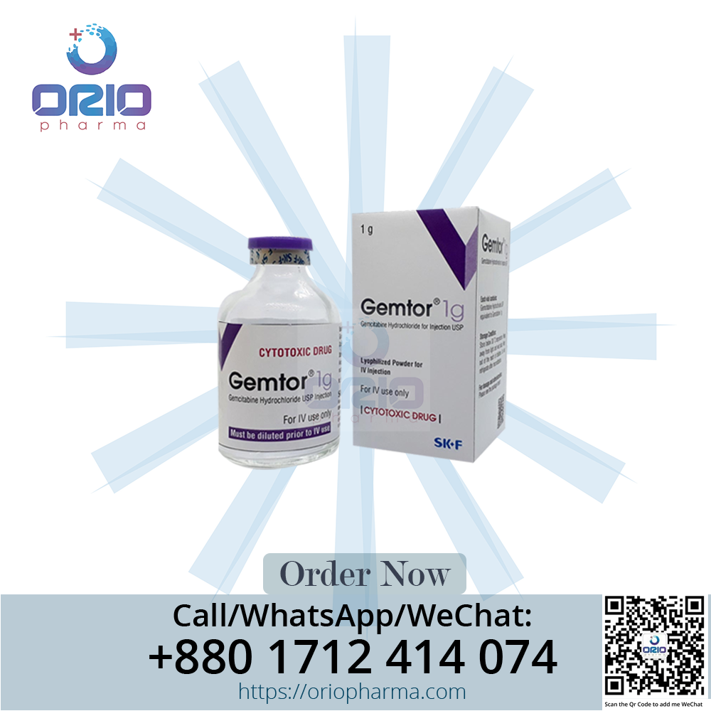 Gemtor 1 gm Gemcitabine Injection vial for oncology treatment