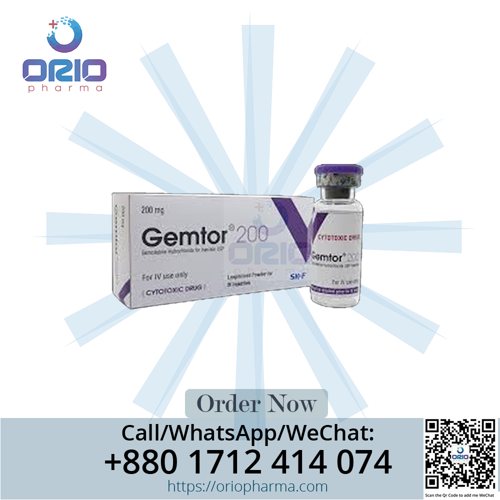 Gemtor 200mg Gemcitabine Injection vial for cancer treatment